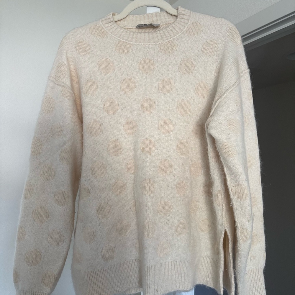 Everlane Alpaca Cream Polka Dot Sweater